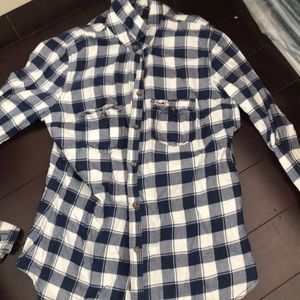 Hollister blue and white checkered flannel